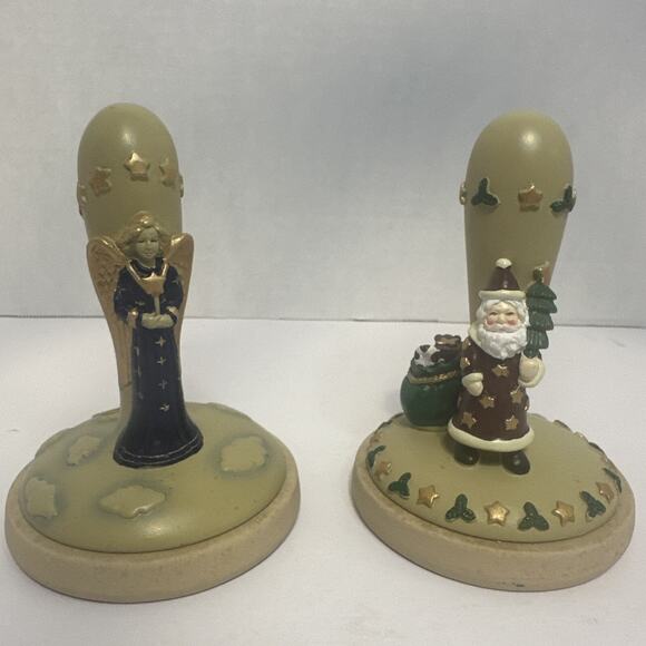 Vintage Christmas Angel & Santa Cookie Stamps Ceramic Baking Molds Set - Picture 1 of 11